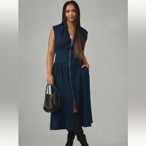 Anthropologie 1X Dark Wash Denim Smocked Waist Tommie Dress